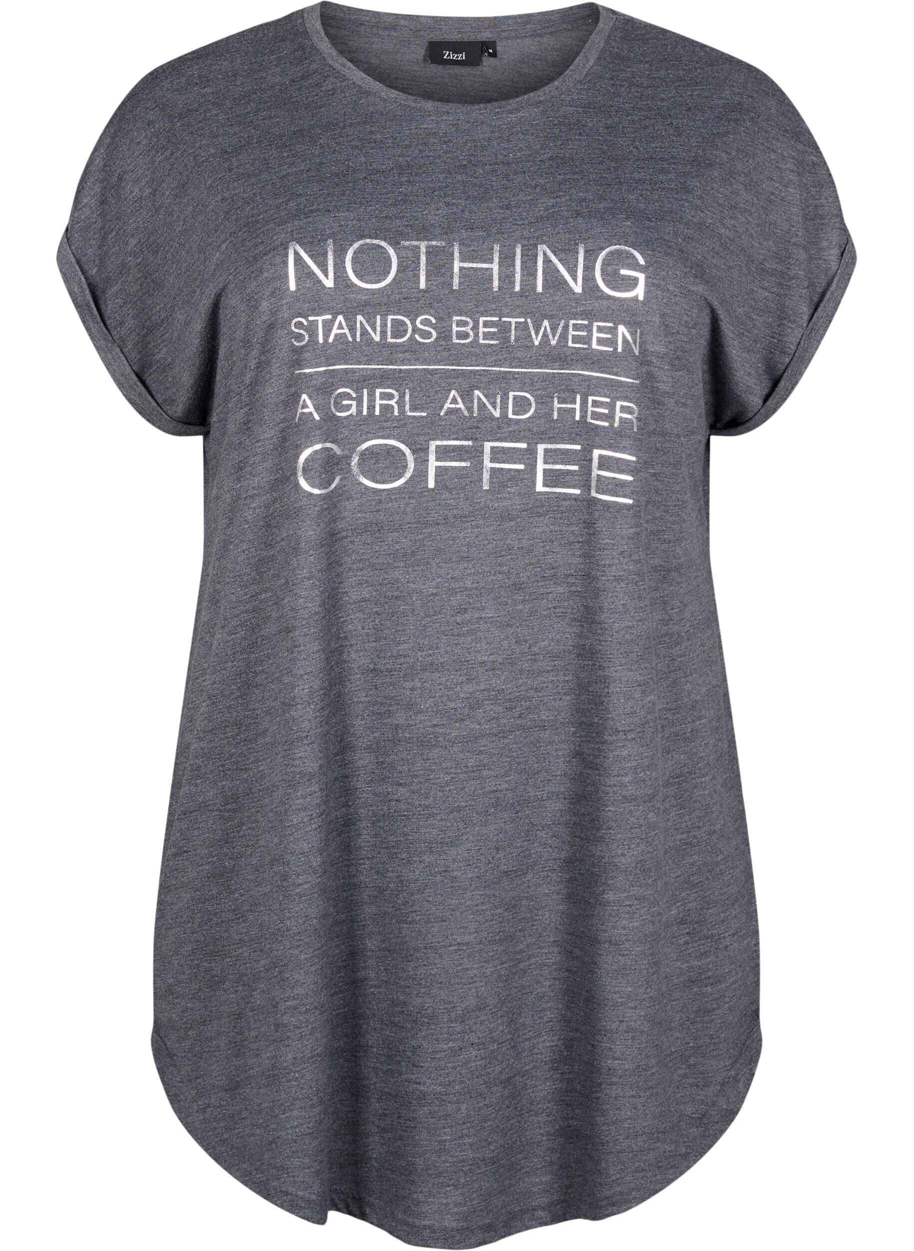 Zizzifashion Short sleeve nightgown with text print, , Packshot image number 0