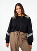 Sweatshirt with pearl details, Black, Model image number 0