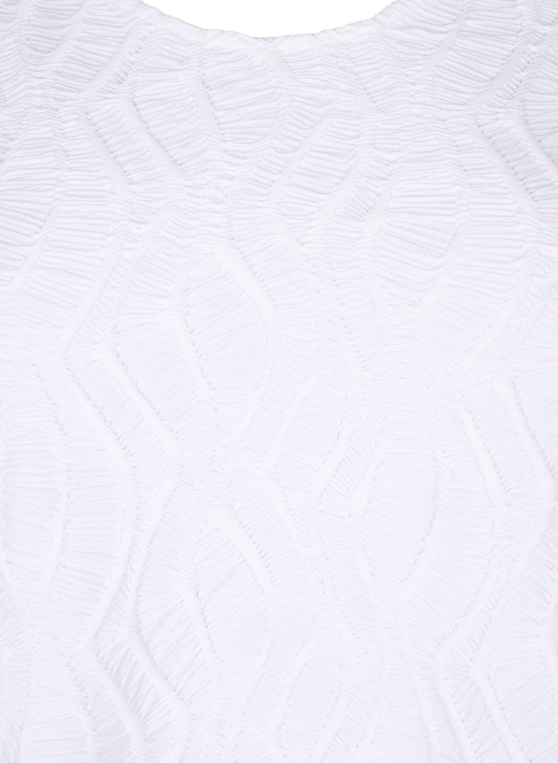 Zizzifashion Textured blouse with short sleeves, Bright White, Packshot image number 2