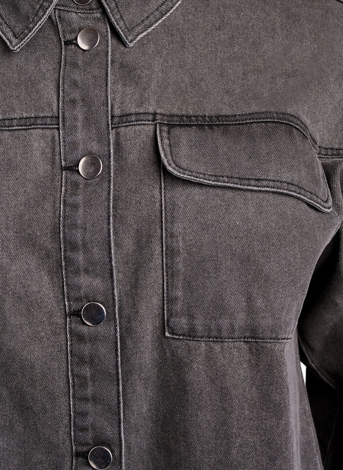 Denim shirt with eyelets on the sleeves, Grey Denim, Packshot image number 2
