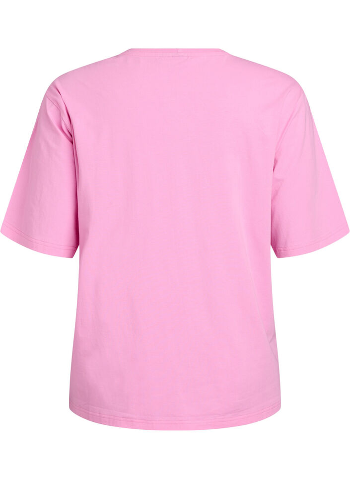 Sporty t-shirt in organic cotton, Pink, Packshot image number 1