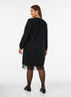 Short knitted dress with lace hem, Black, Model image number 2