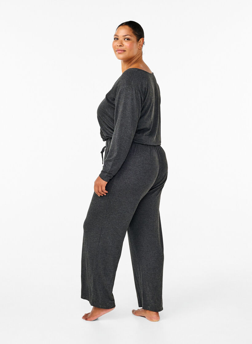 Jumpsuit with wrap and ties, Dark Grey Melange, Model image number 1