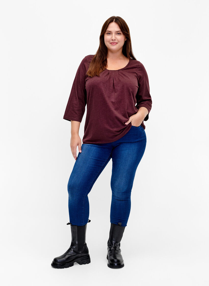 Cotton blouse with 3/4 sleeves, Fudge, Model image number 2