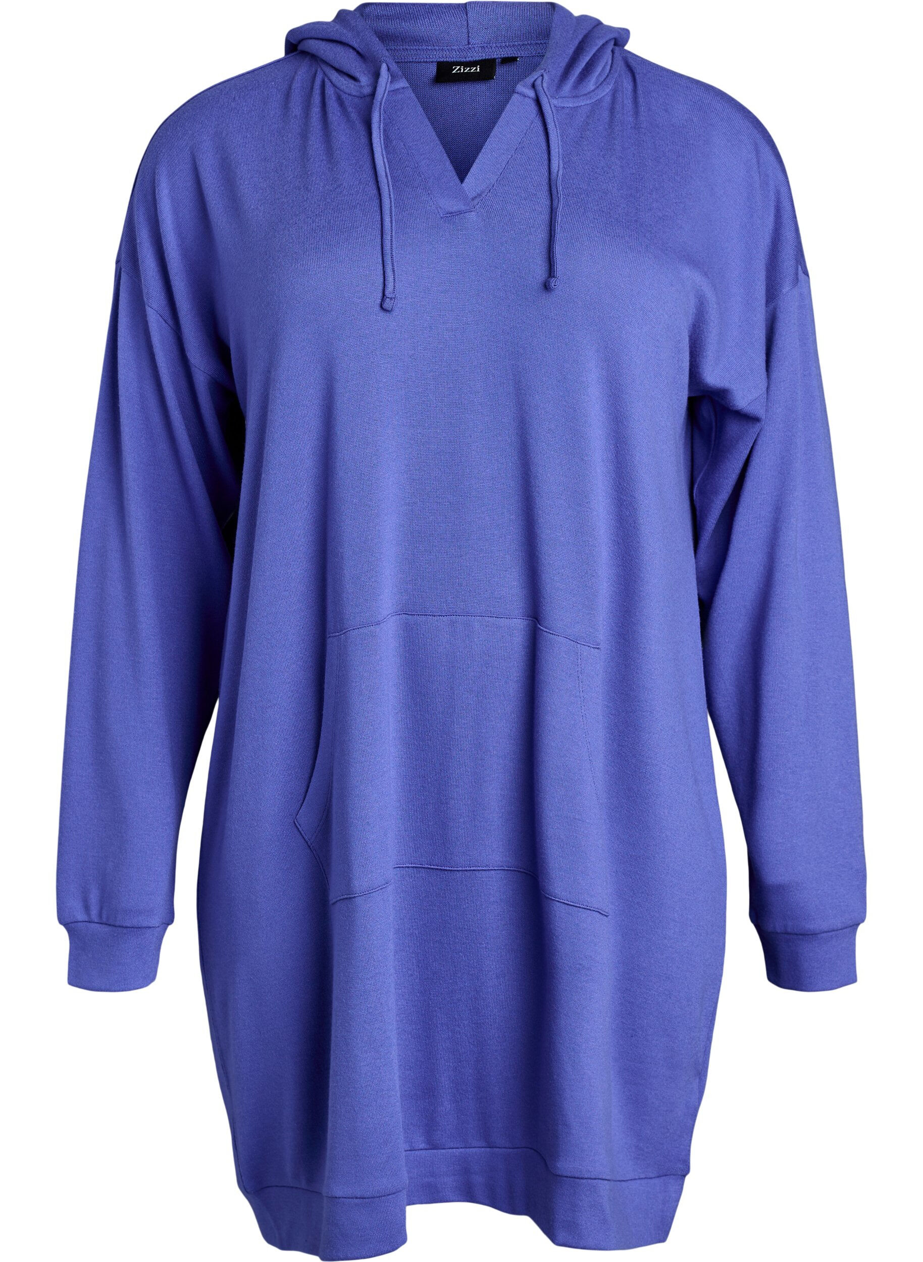 Zizzifashion Short hoodie dress with a kangaroo pocket, Blue, Packshot image number 0