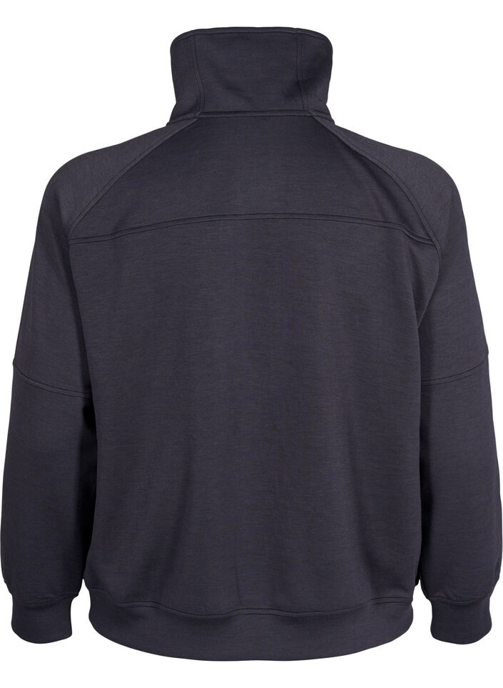 Sporty sweatshirt with high neck and zip, Asphalt, Packshot image number 1