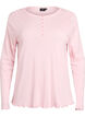 Jersey blouse with buttons and wavy edges, Pink, Packshot image number 0