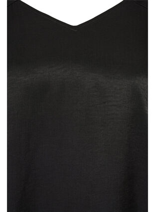 A-line, v-neck blouse with 3/4 balloon sleeves, Black, Packshot image number 2