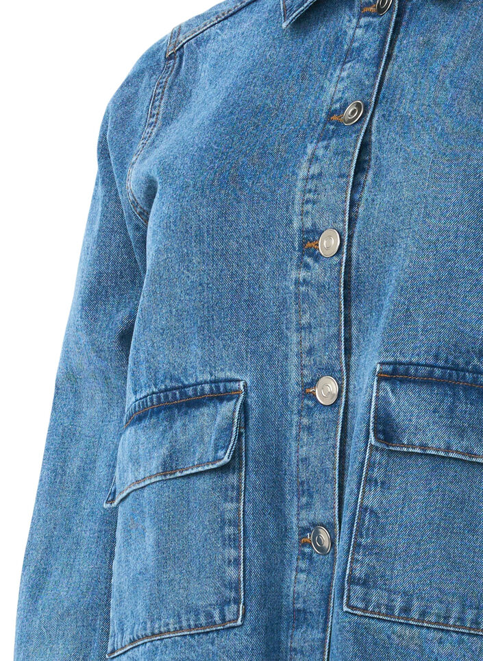 Denim shirt jacket with pockets, Blue Denim, Packshot image number 2