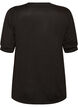 Blouse with button detail and short puff sleeves, Black, Packshot image number 1