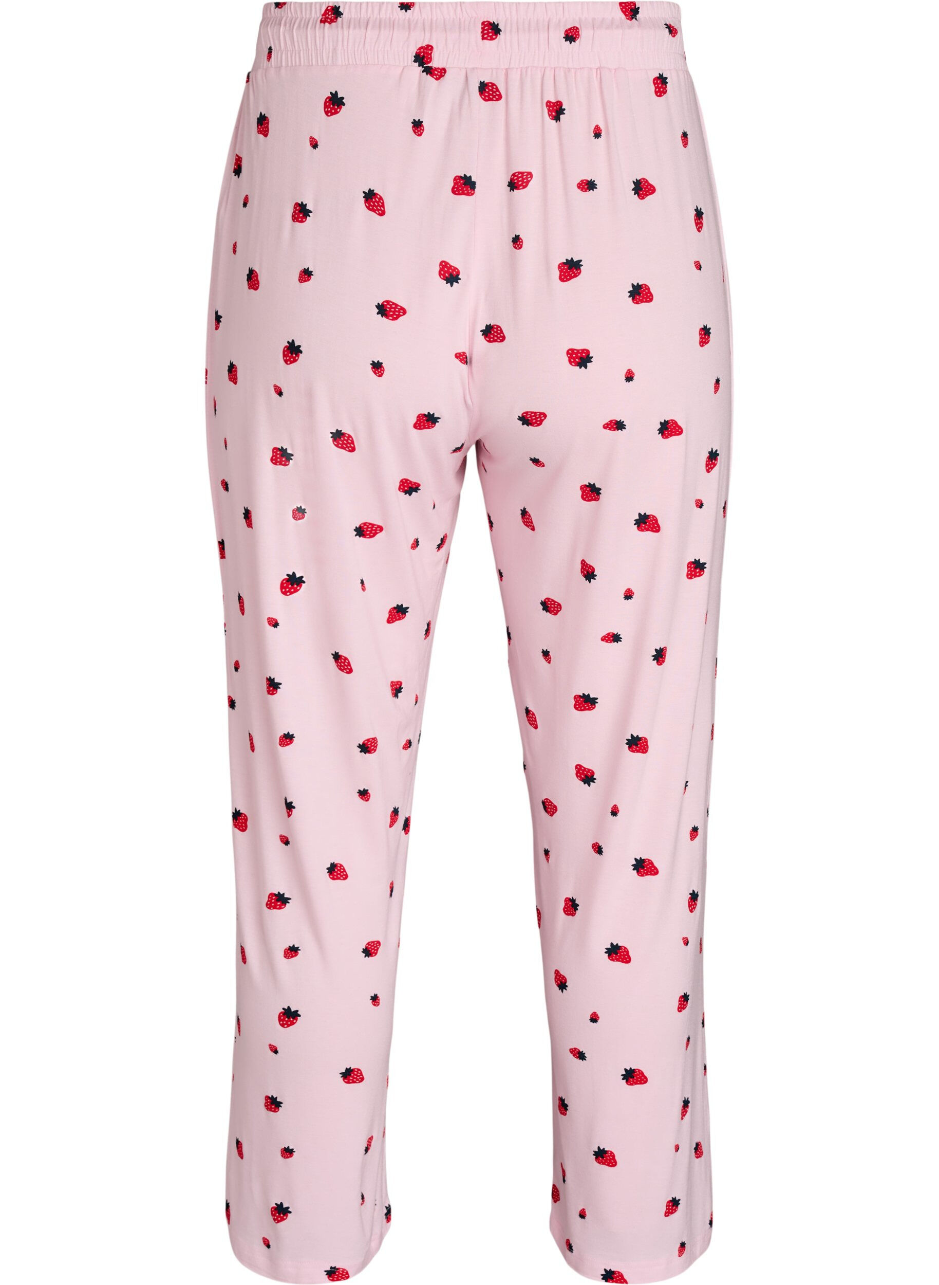 Zizzifashion Pyjama trousers in soft jersey with high waist and fruit print, Rose, Packshot image number 1