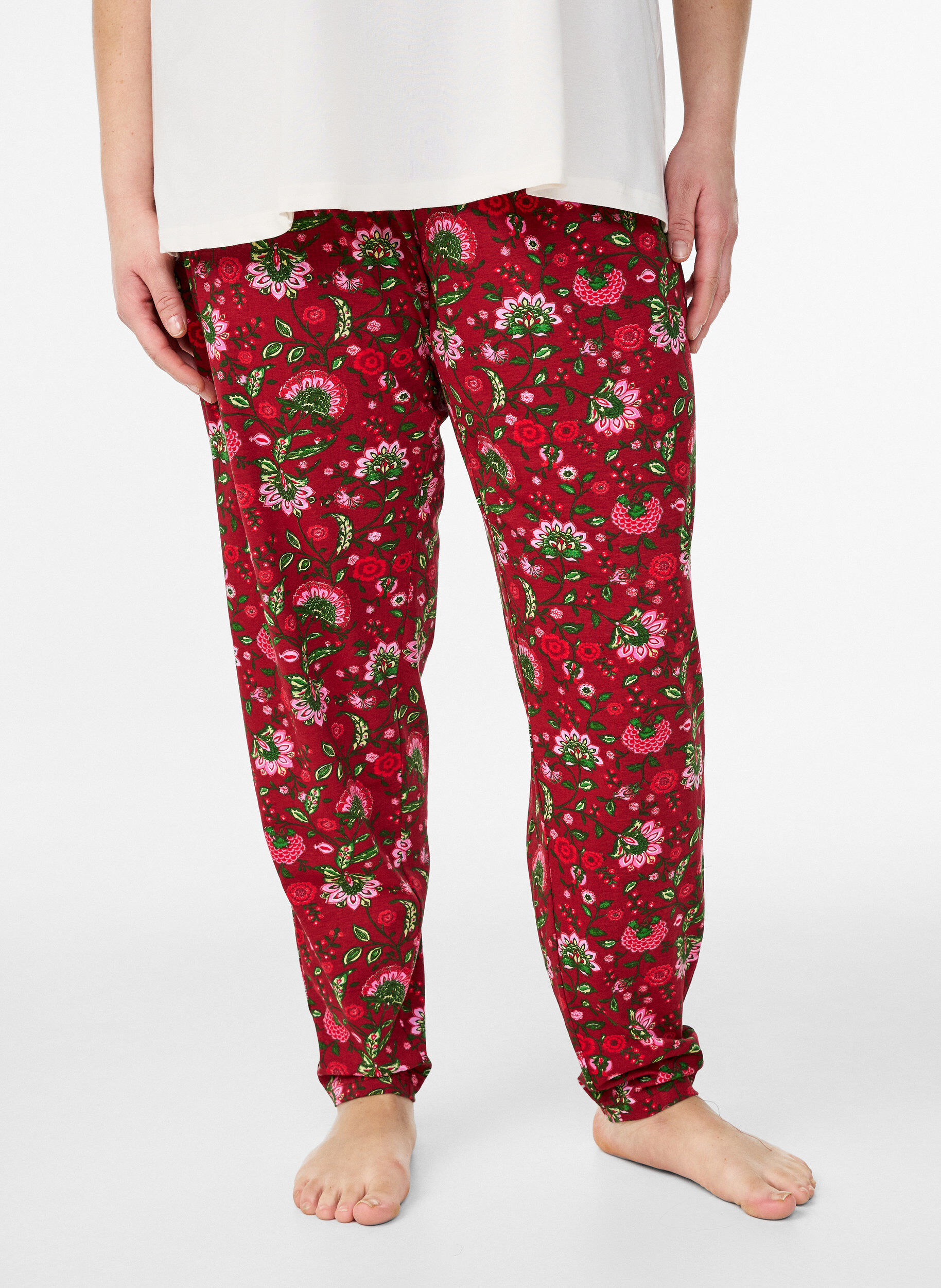 Zizzifashion Cotton pyjamas pants with print, Red, Model image number 2