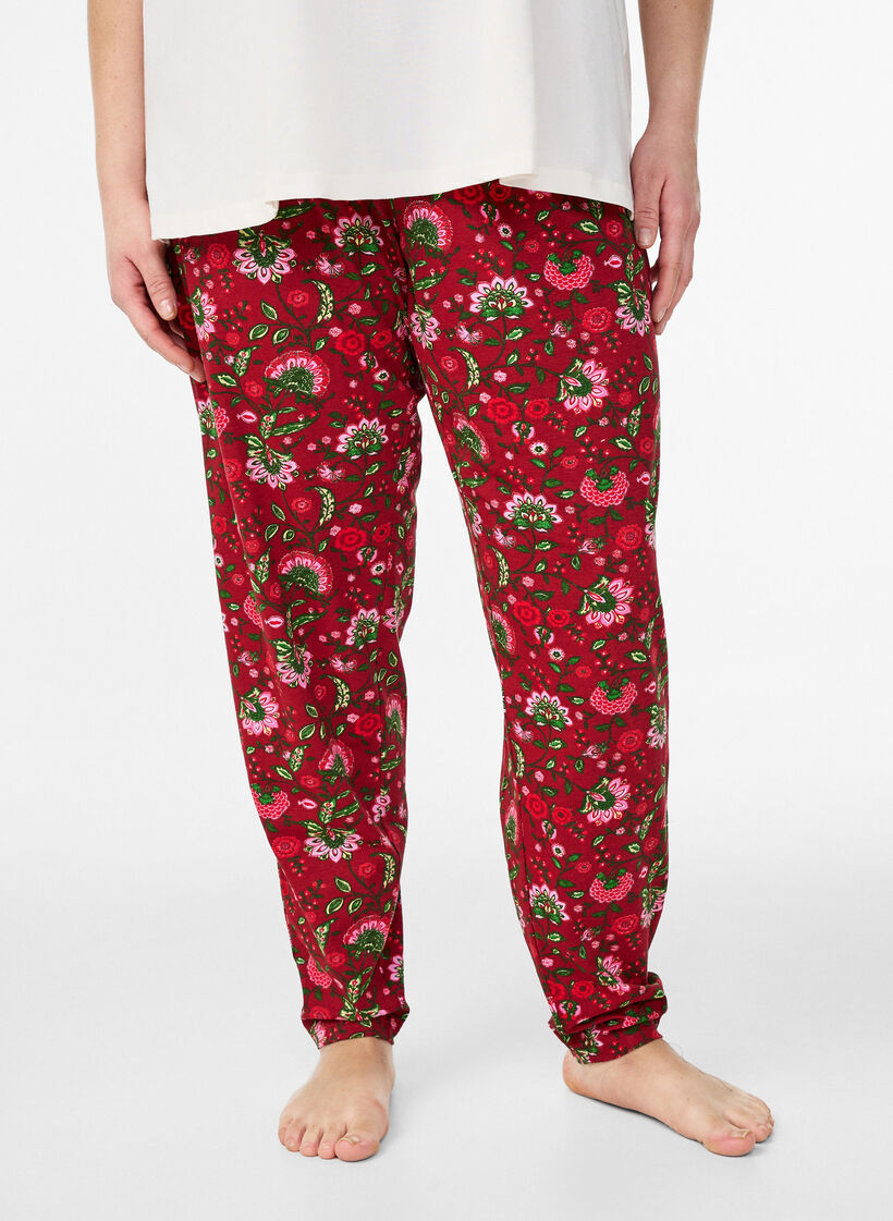 Cotton pyjamas pants with print, Red, Model image number 2
