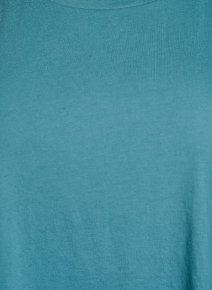 Short-sleeved cotton blend t-shirt, Blue, Packshot image number 2