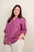 Cotton shirt blouse with a v-neck, Red, Model image number 3