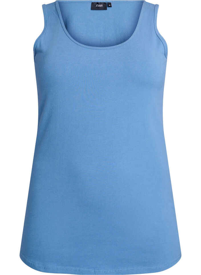 Cotton basic top, Blue, Packshot image number 0