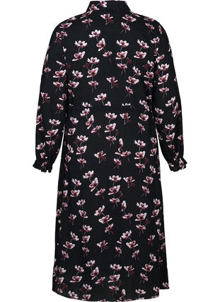 Midi dress with floral print, Black AOP, Packshot image number 1