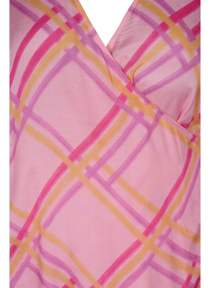 Checkered viscose dress with wrap, Pink Check, Packshot image number 2