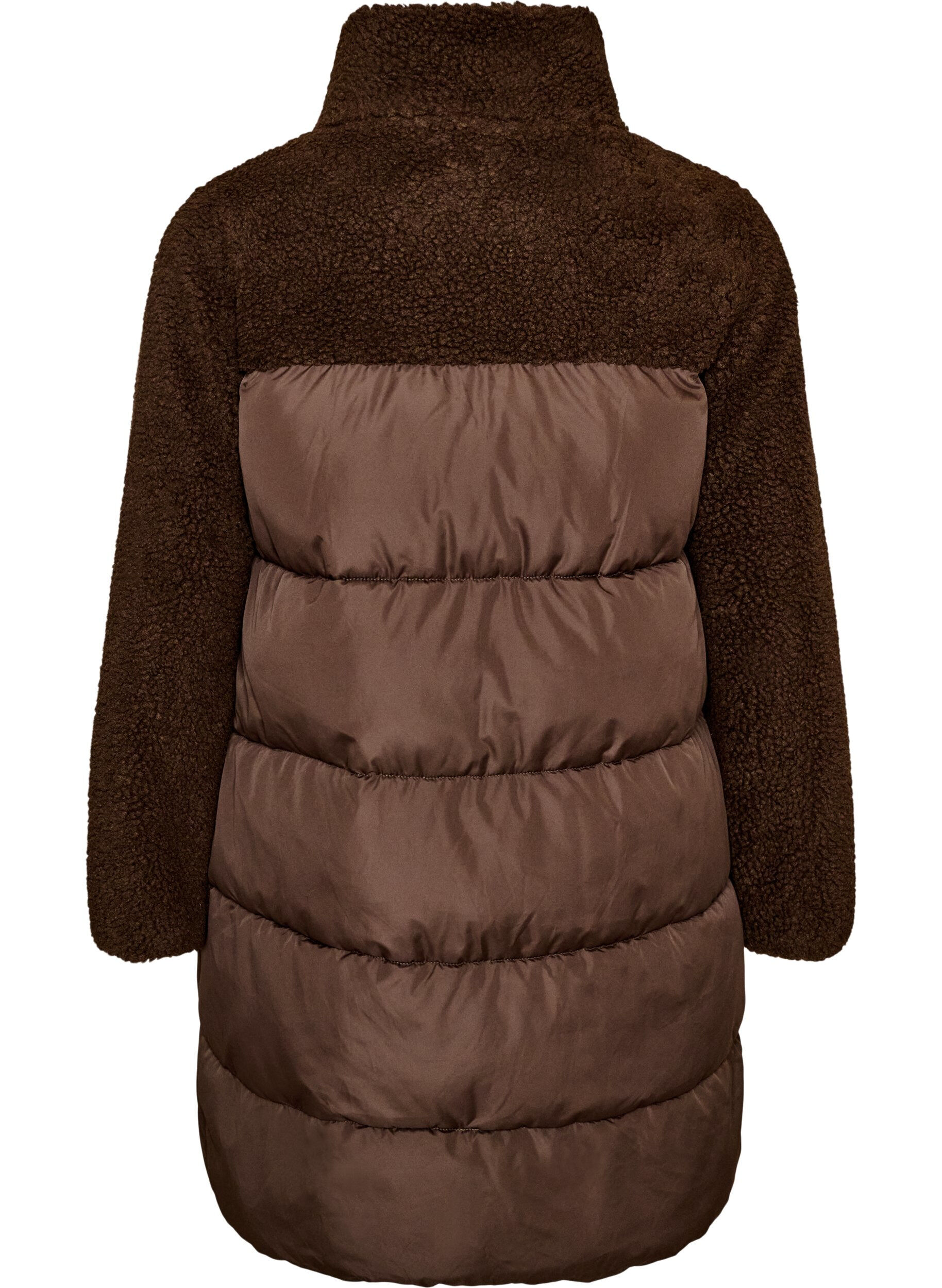 ZizzifashionMid-length puffer jacket with teddy fleece, Brown, Packshot image number 1