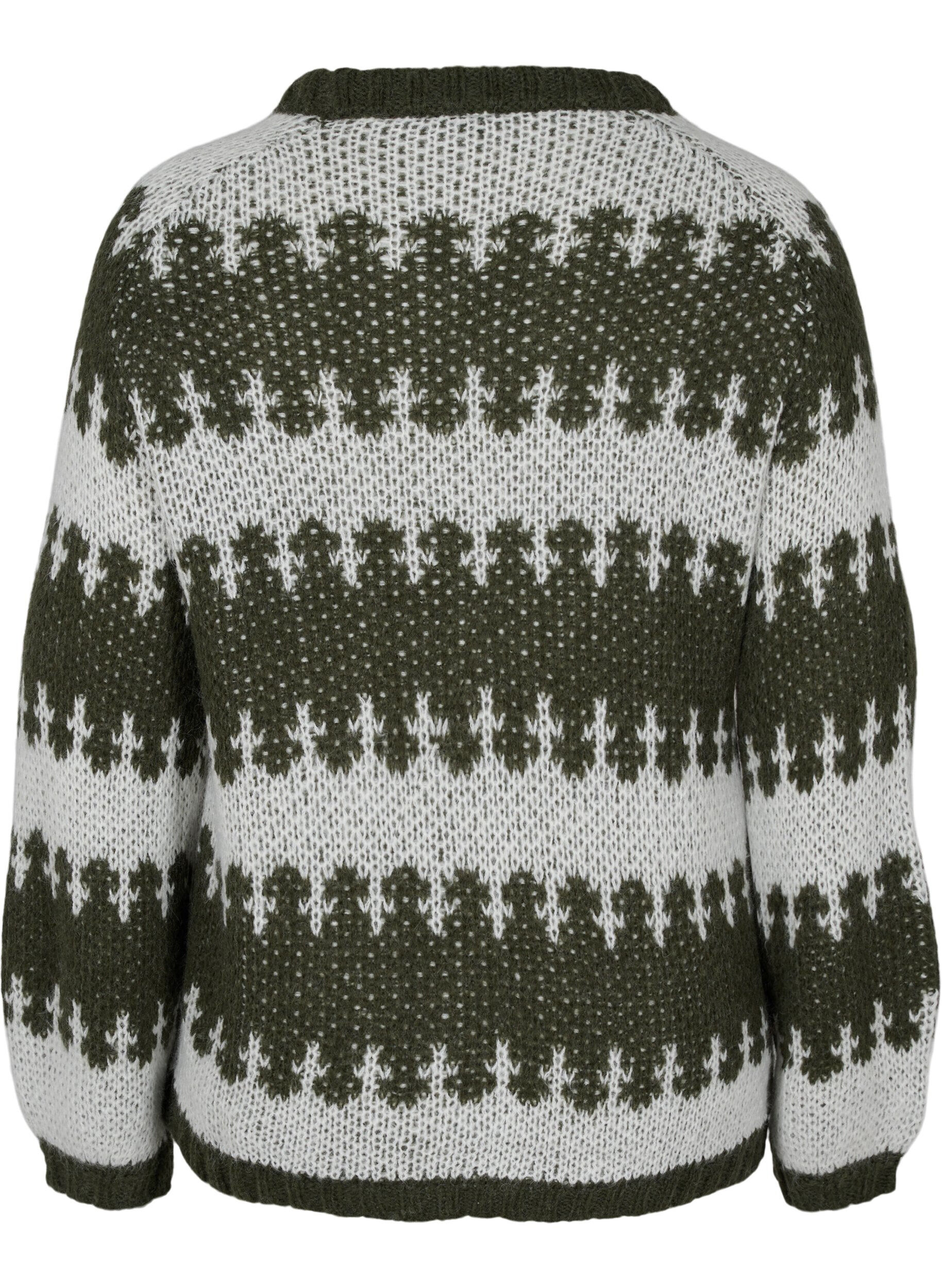 Zizzifashion Patterned knitted jumper, Forest Night Comb, Packshot image number 1