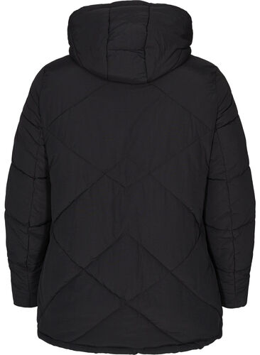 Short winter jacket with hood and pockets, Black, Packshot image number 1