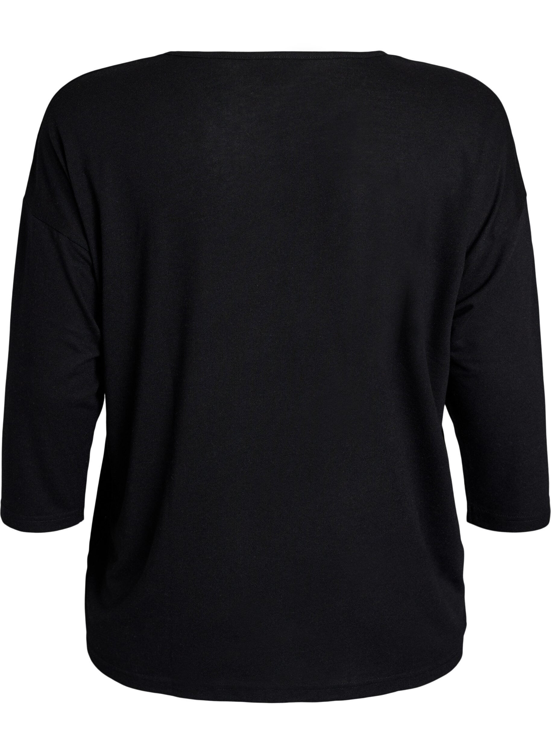 ZizzifashionJersey blouse with 3/4 sleeves, Black, Packshot image number 1