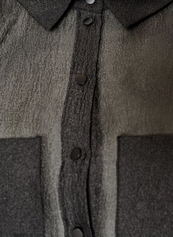 Sheer short-sleeved shirt with chest pockets, Black, Packshot image number 2
