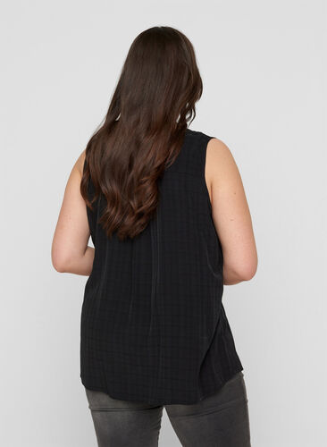 Sleeveless top with tie detail, Black, Model image number 1