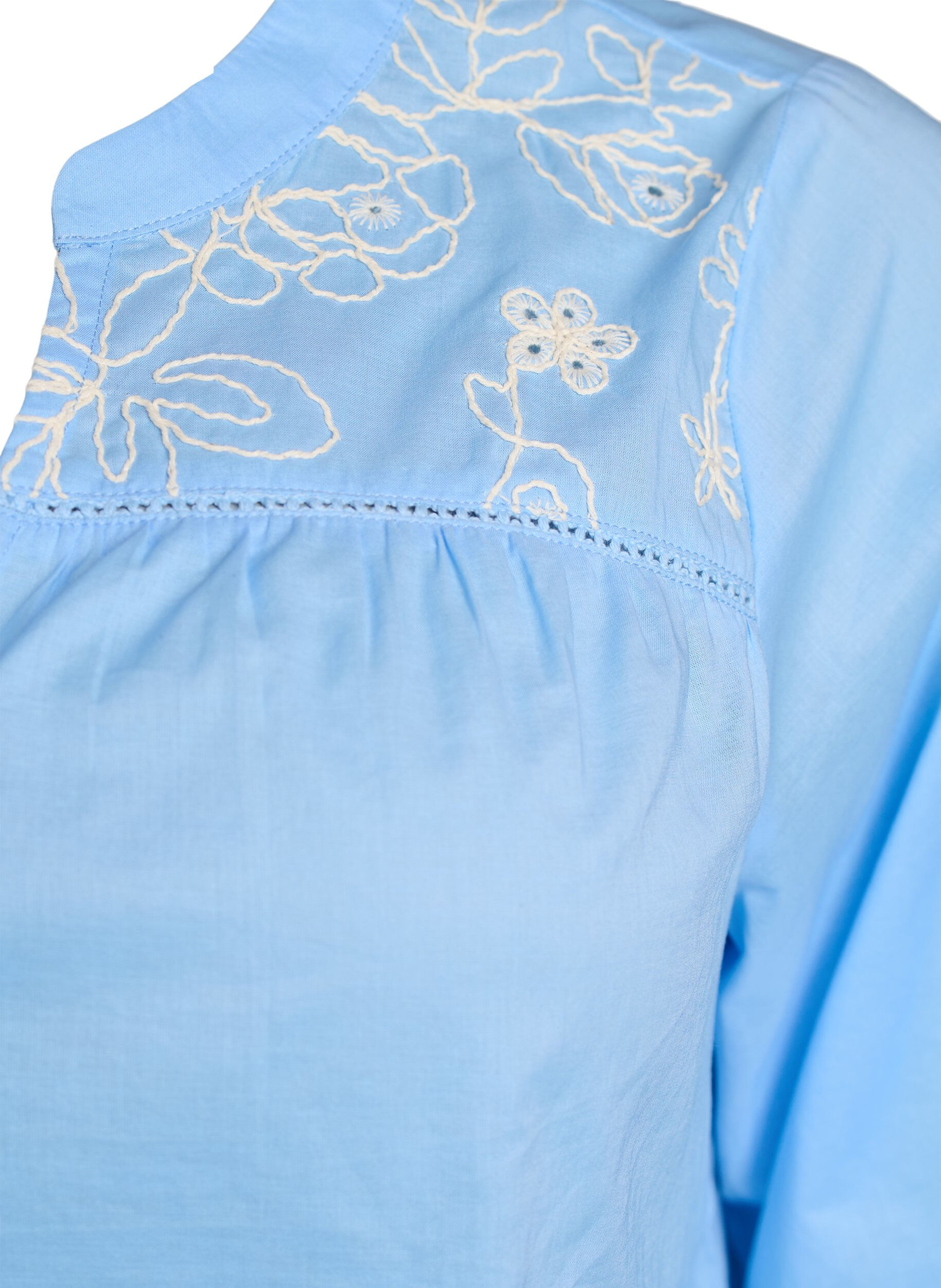 Zizzifashion Blouse with embroidery details, Light Blue, Packshot image number 2