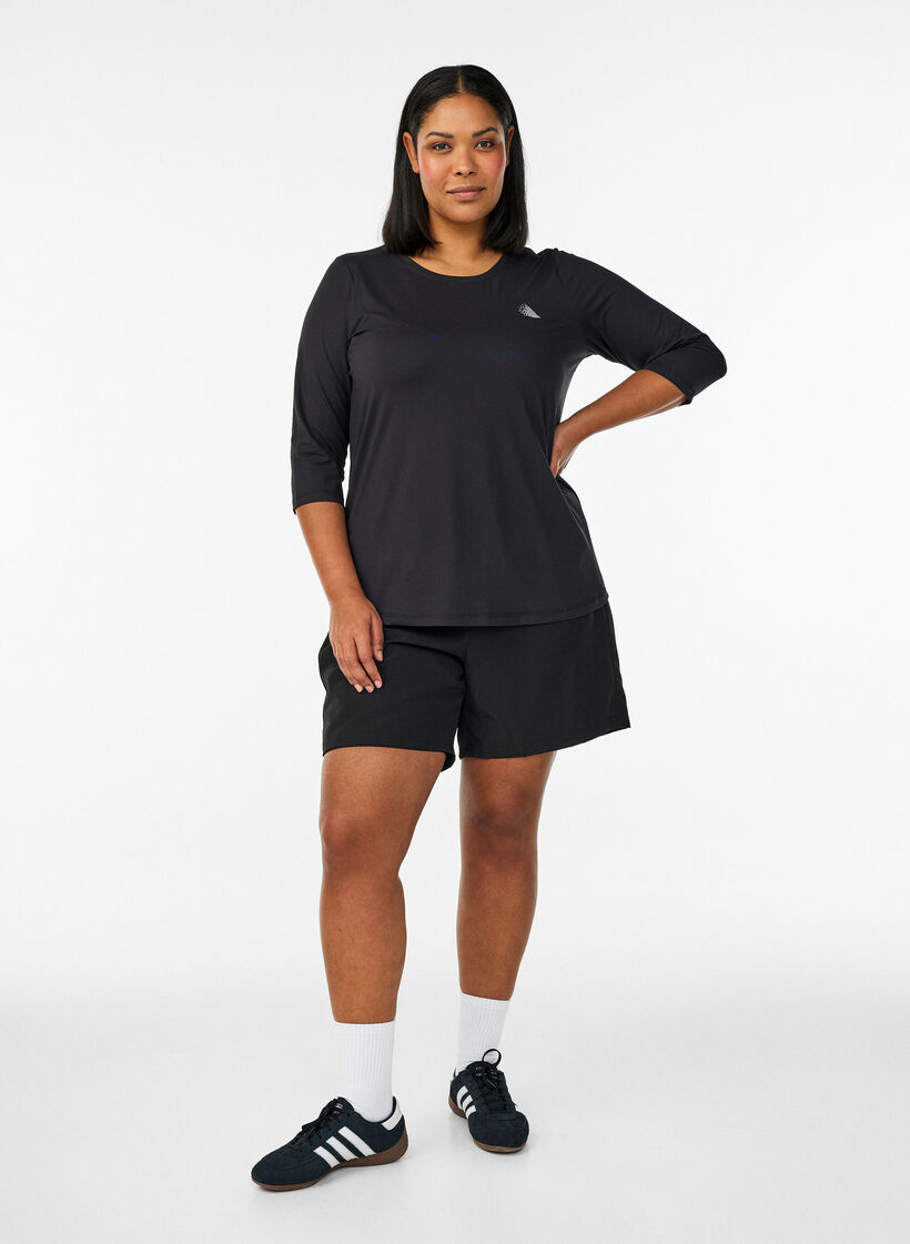 Sports top with 3/4 sleeves, Black, Model image number 1