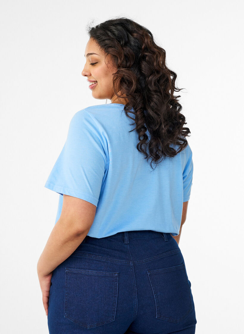 V-neck T-shirt, Blue, Model image number 2