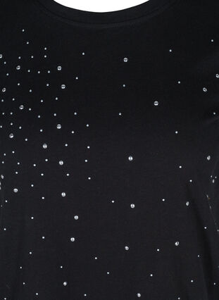 Studded organic cotton t-shirt, Black, Packshot image number 2