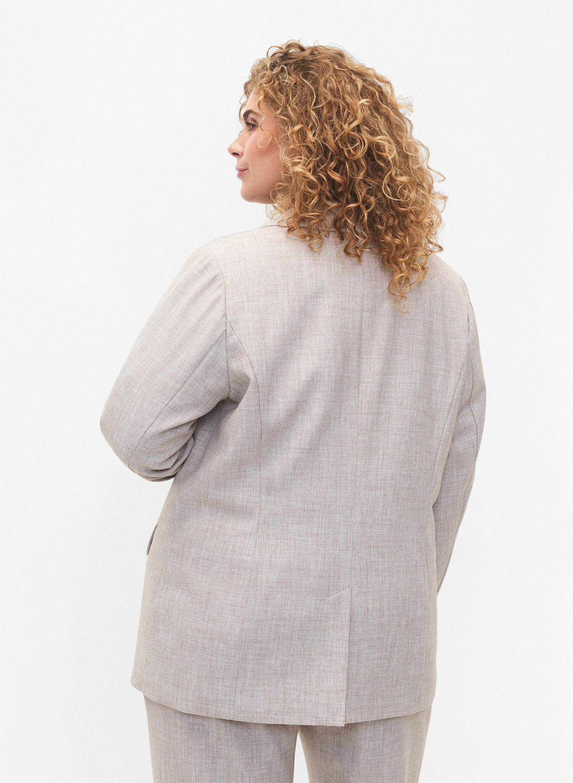 Zizzifashion Melange blazer with button closure, String, Model image number 1