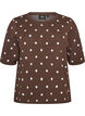 Short-sleeved knitted blouse with polka dots, Brown, Packshot image number 0