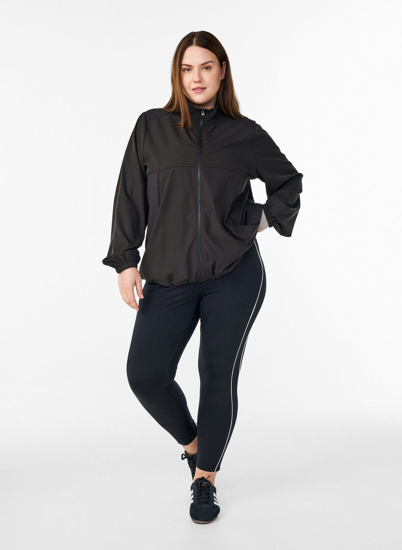 Sporty lightweight jacket with a high neck and pockets, Black, Model image number 1