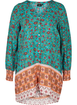 Viscose shirt with print and v-neck, Indian Paisley AOP, Packshot image number 0