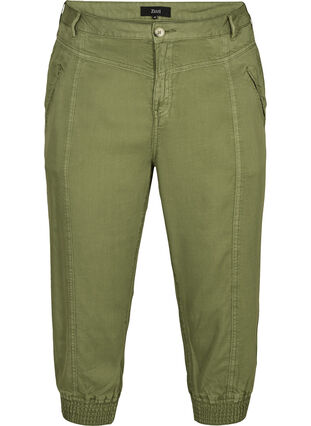 3/4 length lyocell trousers, Ivy green, Packshot image number 0