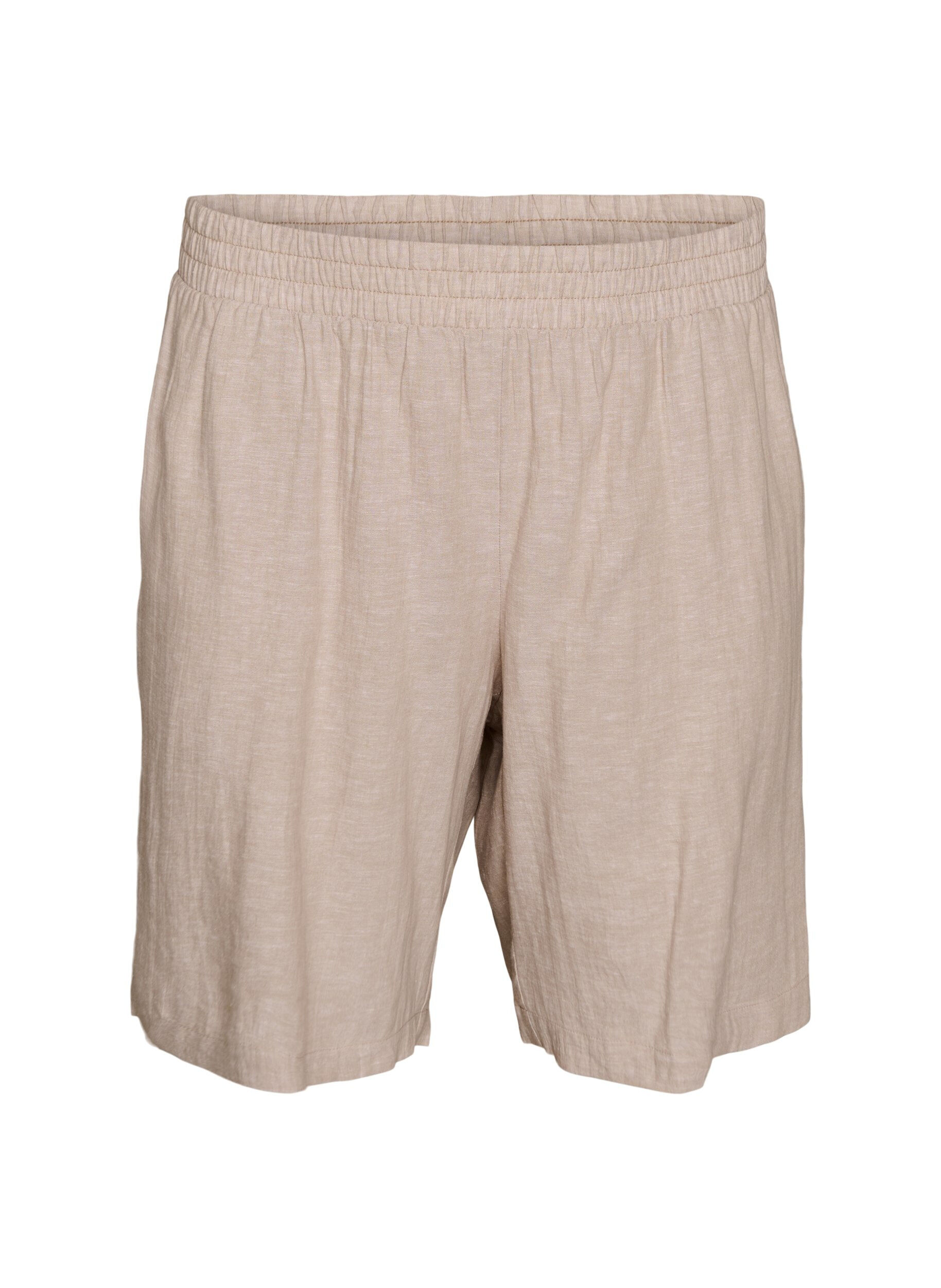 Zizzifashion High-waisted linen and viscose shorts, Beige, Packshot image number 0