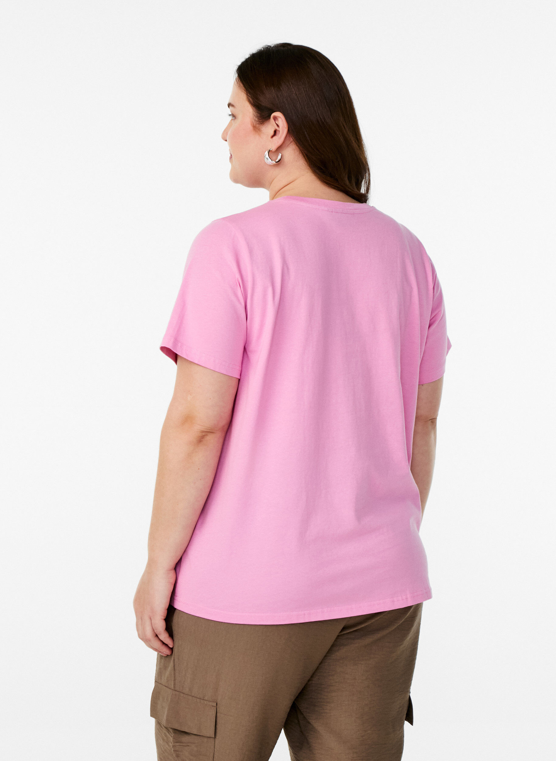 Zizzifashion T-shirt with chest pocket, Pink, Model image number 2