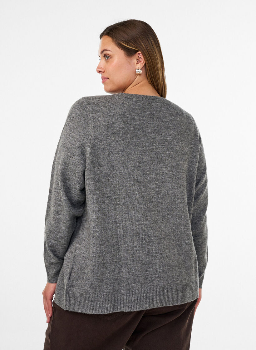 Knitted blouse with glitter bow, Grey, Model image number 2