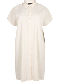 Long shirt in cotton blend with linen