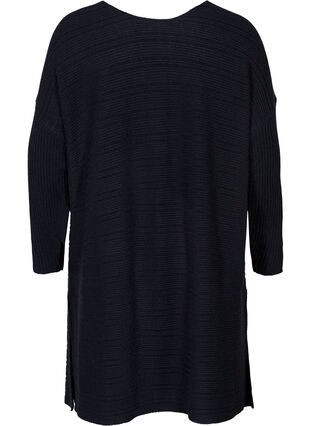 Long-sleeved knitted dress with button detailing, Black, Packshot image number 1