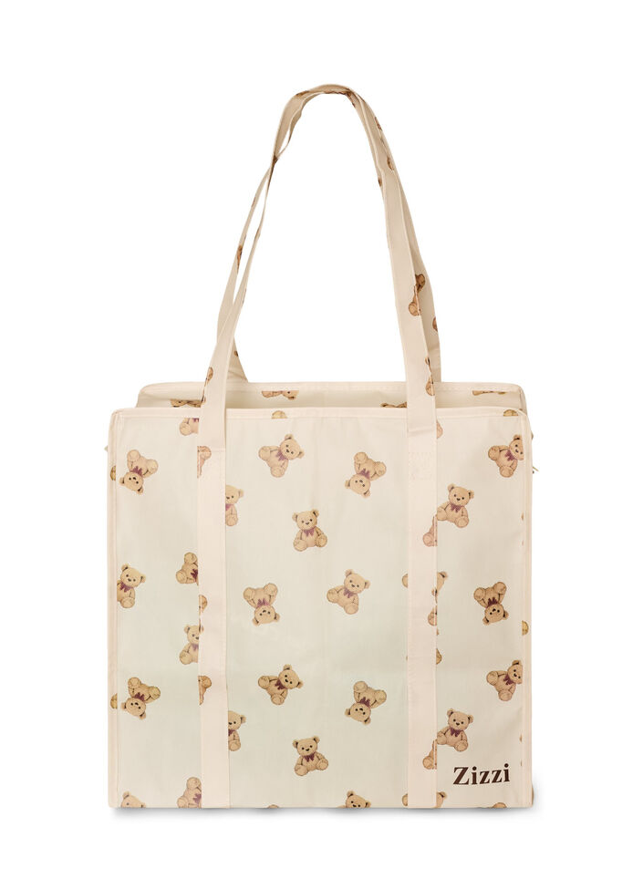 Shopping bag with zipper, Beige, Packshot image number 1