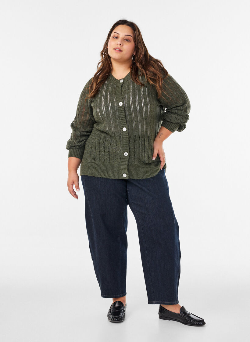 T-shirt with draped detail, Green, Model image number 1