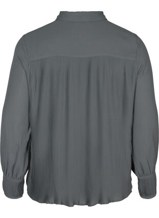 Shirt with plissé and pearl buttons, Asphalt, Packshot image number 1