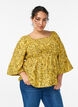 Blouse with smock and square neckline, Yellow, Model image number 0
