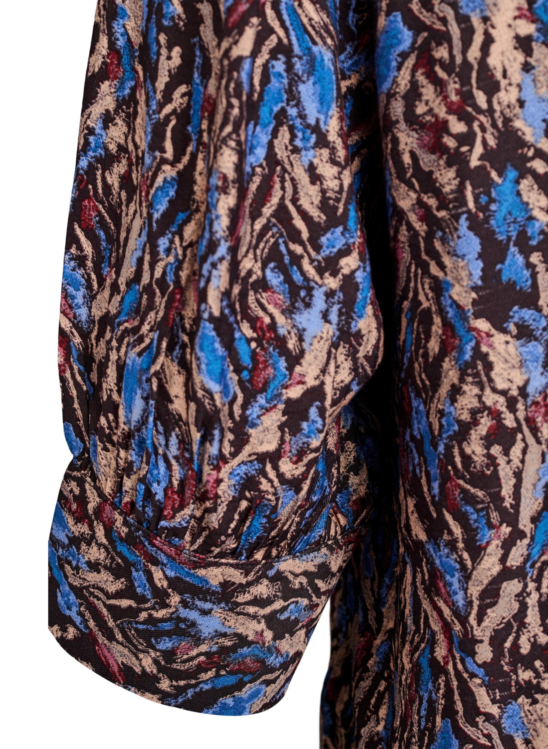 Zizzifashion Blouse with V-neck and 3/4-sleeves, Blue, Packshot image number 3