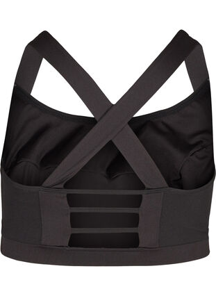 Sports bra with print details, Black, Packshot image number 1