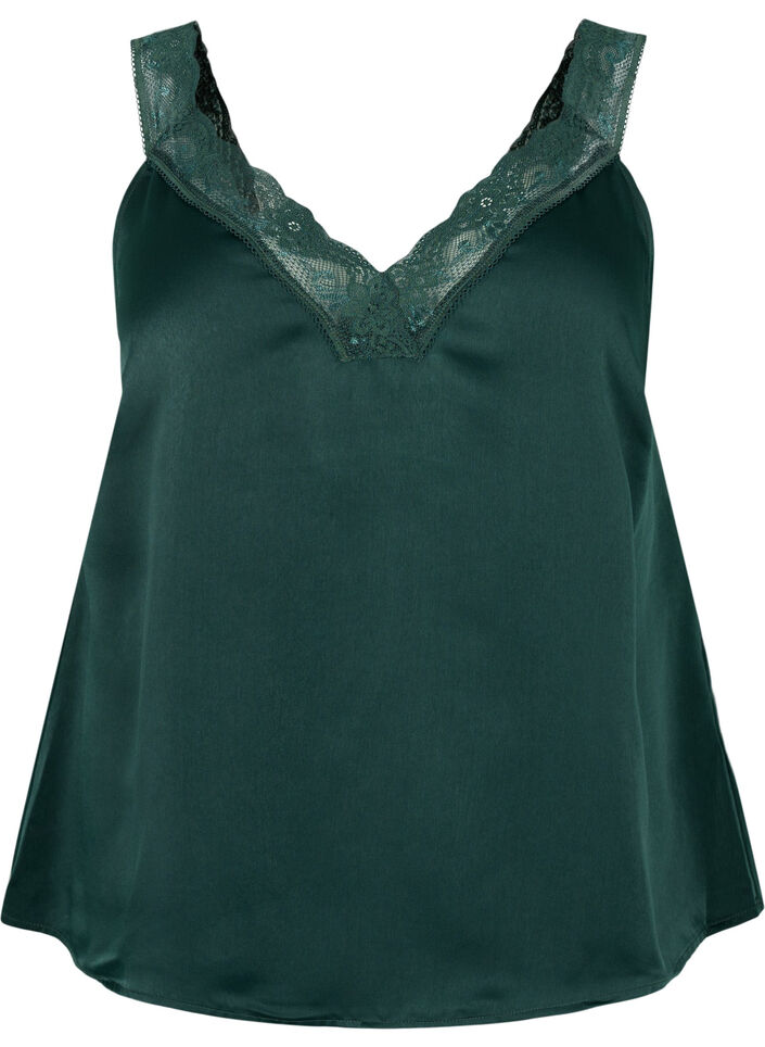 FLASH - Top with v-neck and lace edge, Scarab, Packshot image number 0