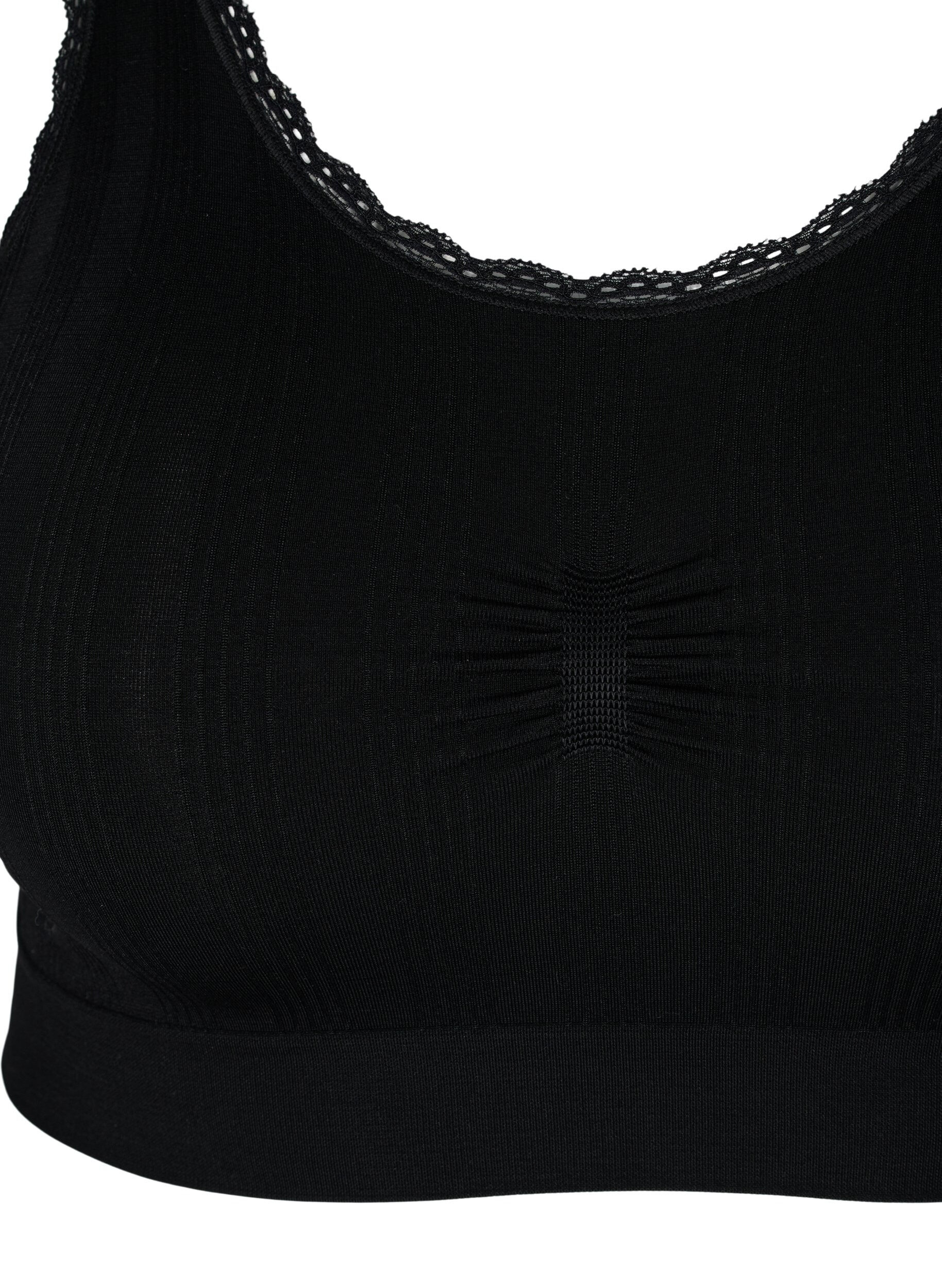Zizzifashion Soft, lace trim bra, Black, Packshot image number 2